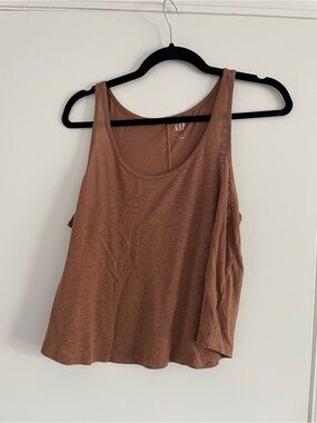 GAP Women's Rust Brown Linen Tank Top